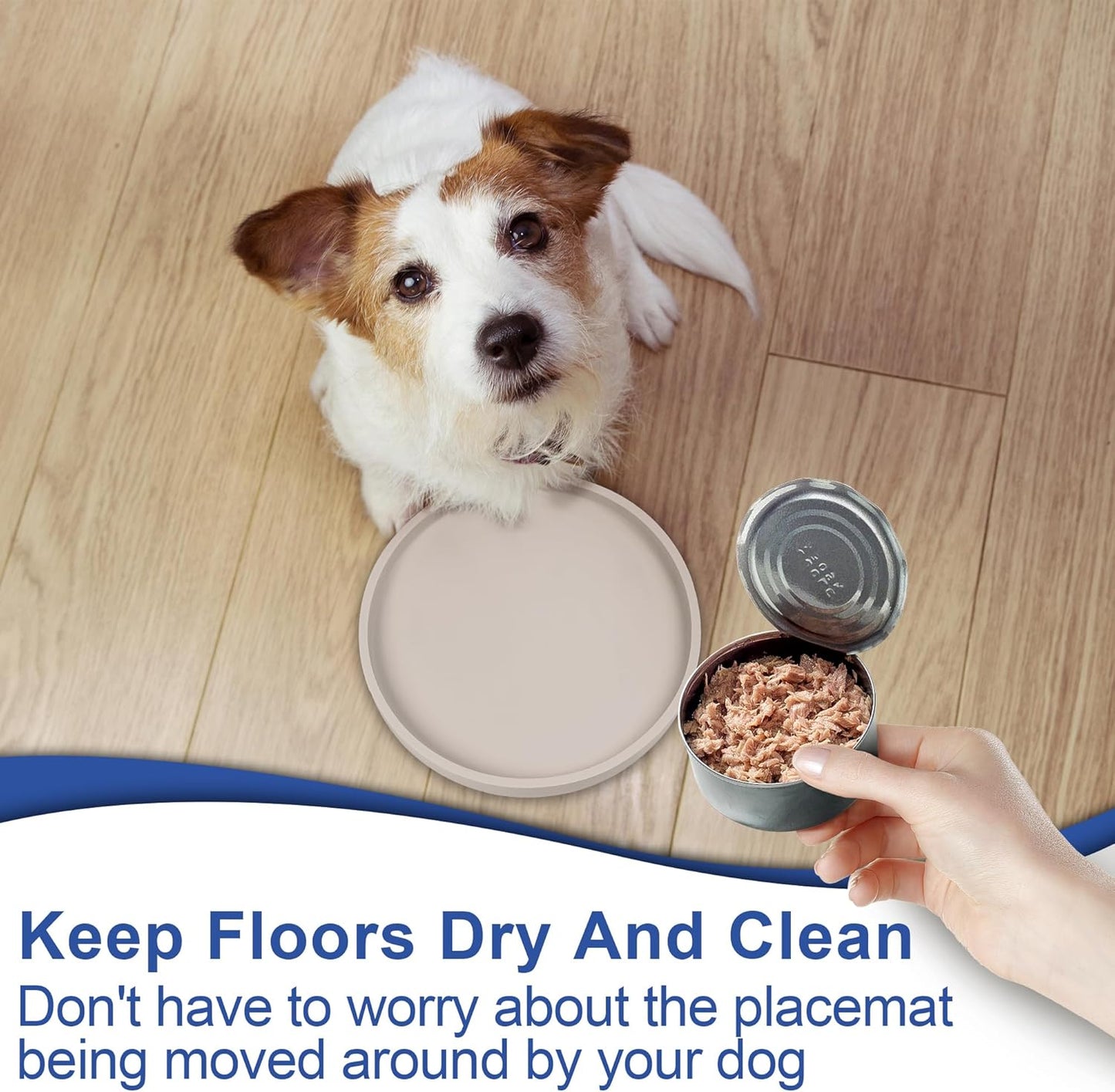 Arespark Pet Silicone Food Mat, Set of 2 Nonslip Waterproof Feeding Bowl Mat with Raised Edges for Food and Water Prevent Spills, Round Eating Tray for Dog Cat Puppy Kitten, 6'' x 6''