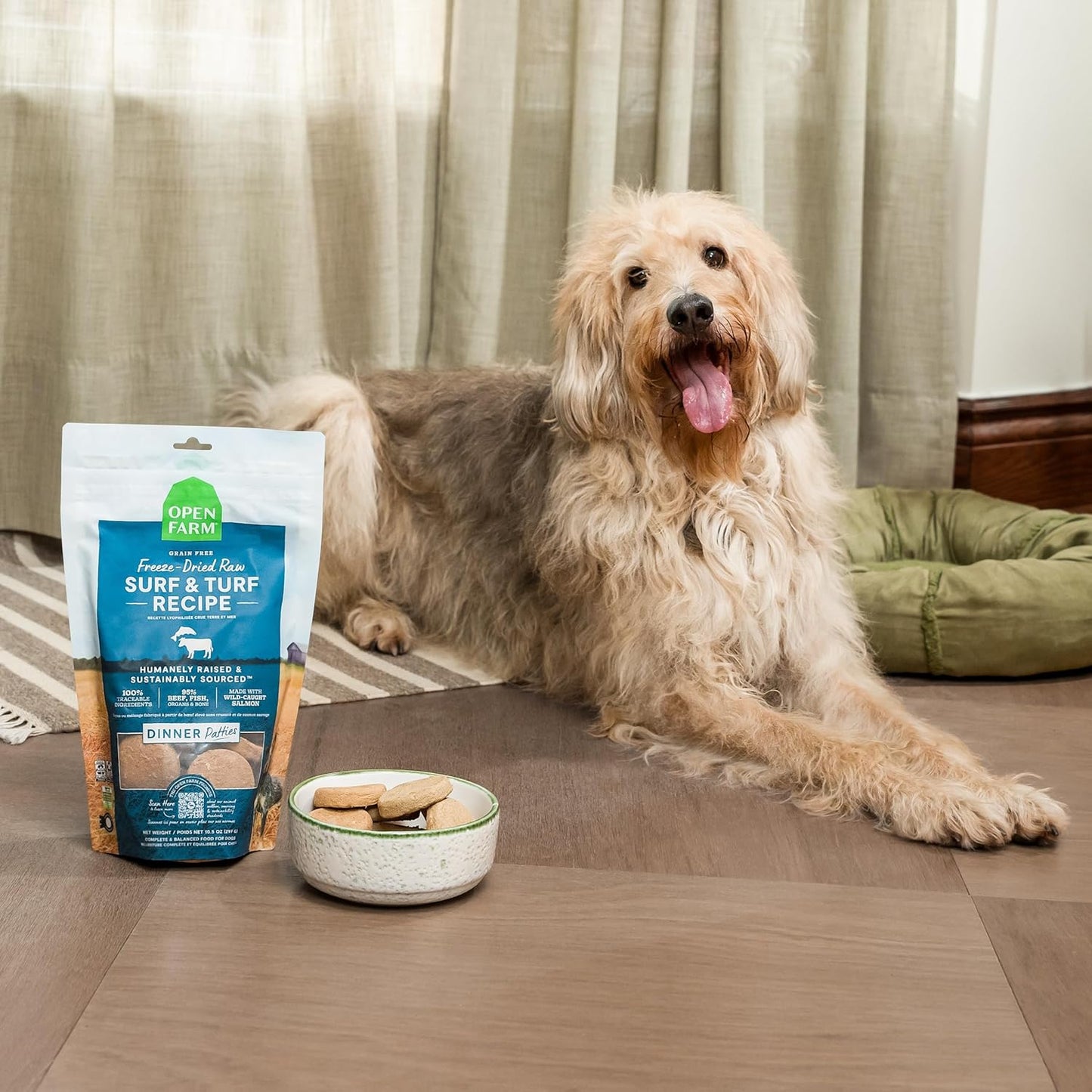 Open Farm, Freeze Dried Raw Puppy Food, Patties with 95% Meat, Organs & Bone, Complete Meal or Freeze Dried Dog Food Mixer, Chicken & Salmon Puppy Recipe, 10.5oz Bag