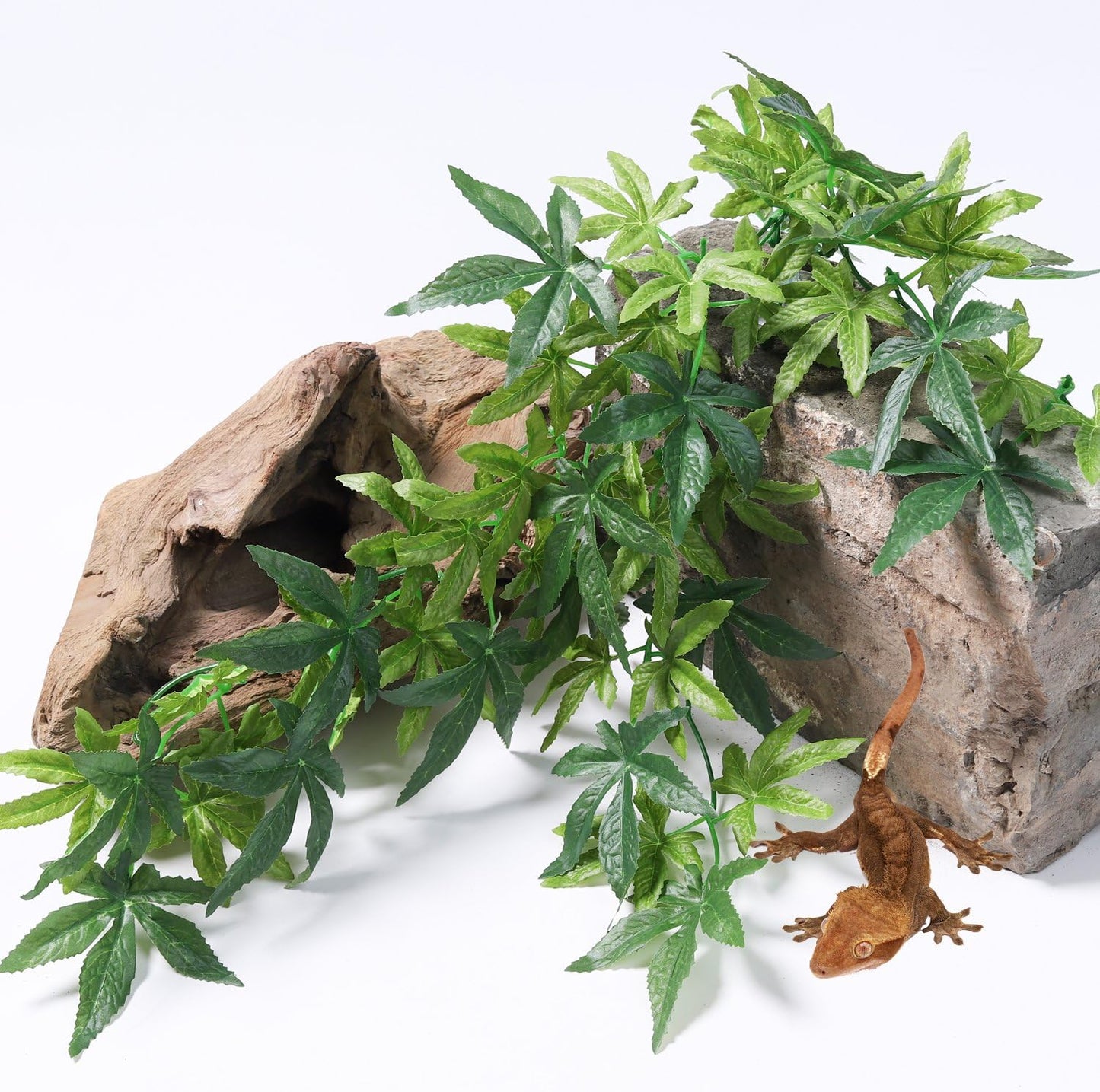 SLSON Reptile Plants Hanging Silk Terrarium Plants with Suction Cup for Bearded Dragons,Lizards,Geckos,Snake Pets and Hermit Crab Tank Habitat Decorations,Small Size,12 inches