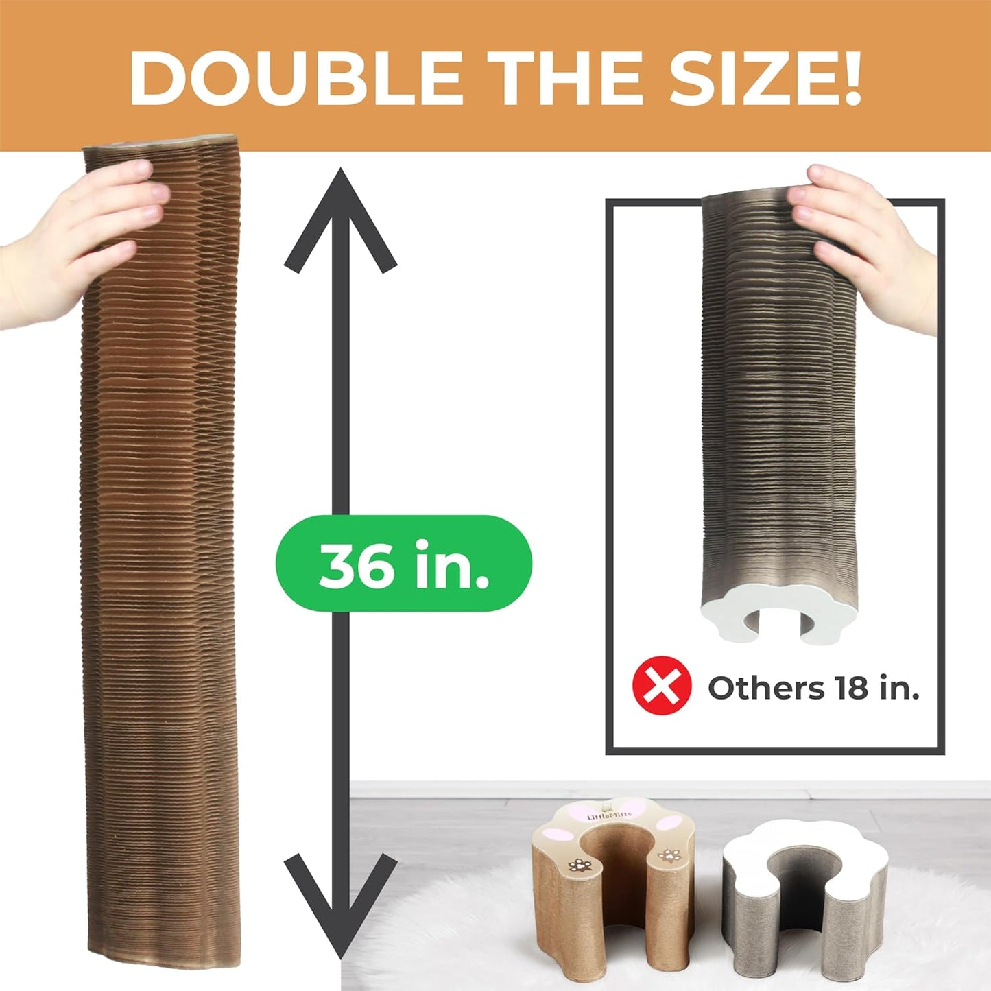 Magic Organ Cat Scratcher Board Toy with Bell Ball and Catnip - Longer, Stretchier Accordion Cardboard Scratching Pad with 4 Strong Magnets - Interactive Fun and Enrichment for Indoor Cats