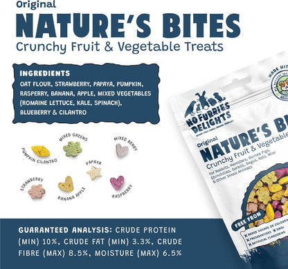 Treats, 100% All Natural Mini Bites for Rabbit Hamster Guinea Pig Chinchilla Pet Rat Mice Gerbil Bird Healthy Enrichment Bonding Rewarding Training Nature's Bites Variety Pack 50g