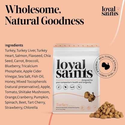 Freeze Dried Raw Dog Food - Premium Turkey and Salmon Flavor with High Protein and Grain Free Dog Food for All Breeds and Picky Eaters - Versatile as Meal Topper, Snack, and Treats, 14 Oz