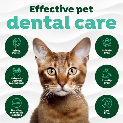 TropiClean Fresh Breath Toothbrush and Toothpaste Kit for Cats, Teeth Cleaning Kit for Plaque & Tartar Removal, Breath Freshener, Cat Dental Care