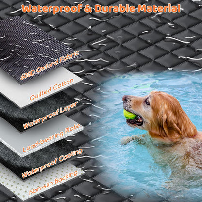 URPOWER Back Seat Extender for Dogs - Hard Bottom Dog Car Seat Cover with 1PC Leak-Proof Pee Pad, Dog Hammock for Car, SUV, and Mid-Size Truck, Pet Rear Seat Protector Dogs Travel Bed