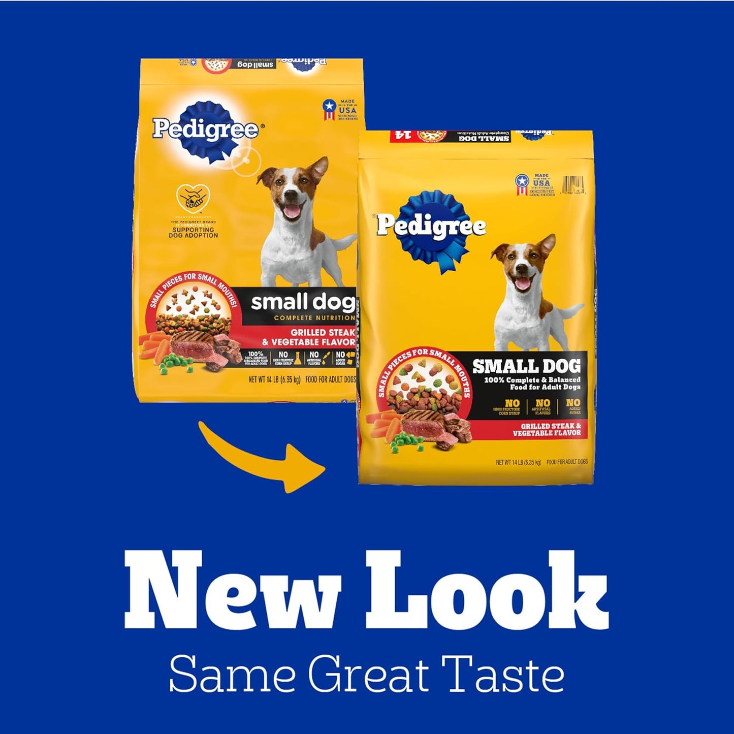 Pedigree Complete Nutrition Adult Small Dog Dry Dog Food, Grilled Steak & Vegetable Flavor, 14 lb. Bag