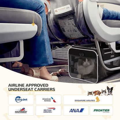 Lekereise Top-Expandable Pet Carrier with Dog Collar Light LED - TSA Airline Approved Soft Sided Underseat Up to 15lbs Travel Carriers for Small Cats and Dogs Black