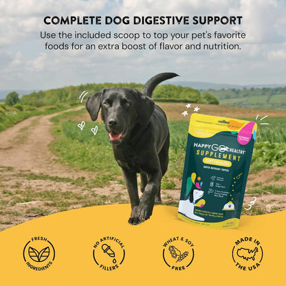Dog Gut Health Probiotics Supplement | Improves Digestive Health and Immune System Support for Dogs and Puppies | All Natural Ingredients Tasty Kibble Dog Food Topper | 60 Count Pack