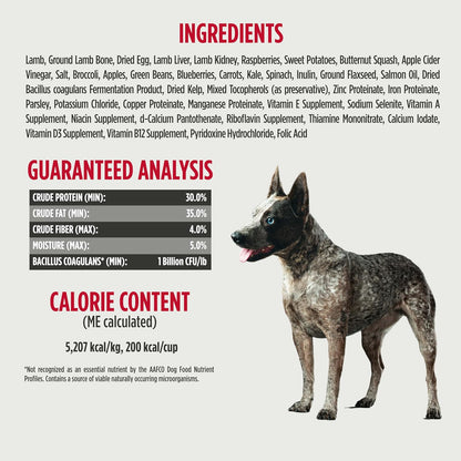 Nulo Freeze-Dried Raw Lamb Recipe with Raspberries Complete and Balanced Dry Dog Food Kibble, 18 Ounce Bag