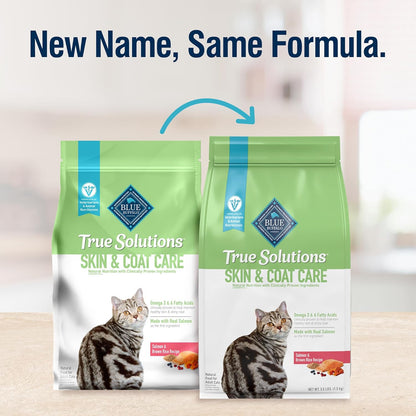 Blue Buffalo True Solutions Skin & Coat Care Natural Dry Cat Food for Adult Cats, Salmon, 11-lb. Bag