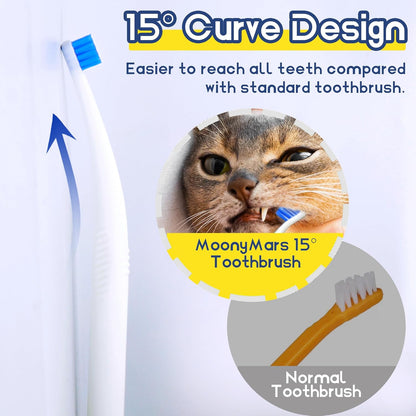 Small Dog Toothbrush, Cat & Puppy Tooth Brushing Kit, Ultra Soft & Mini 15° Curved Head Teeth Brush for Kitten & Tiny Pet, Doggy Toothbrushes Deep Dental Clean, Soft Bristles, 2 PCS - White
