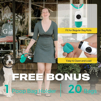 Fida Retractable Dog Leash with Dispenser and Poop Bags, 10 ft Pet Walking Leash for X-Small Dog or Cat up to 18 lbs, Anti-Slip Handle, Tangle Free, Reflective Nylon Tape (XS, Teel)