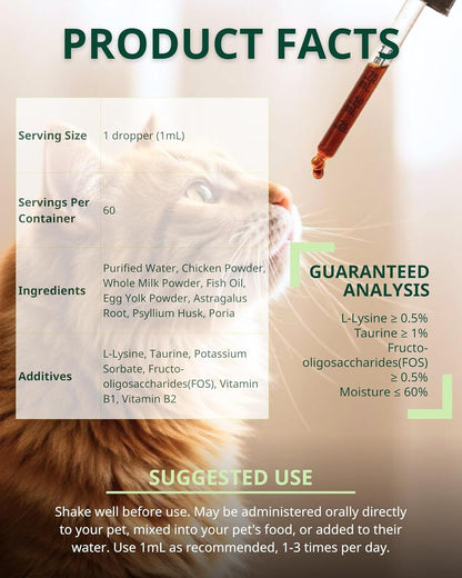 Cat Constipation Relief Liquid Drops, Stool Softener & Gentle Laxative for Cats, Supports Digestive Health, Natural Herbal Supplement with Chicken Flavor, 60 ml / 2 fl oz