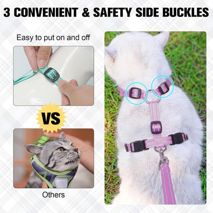 BEAUTYZOO Cat Harness, Escape Proof Cat Leash and Harness Set for Walking, Soft Breathable Vest Harness with Neck Adjustable, Reflective Easy-Control Kitten Harness for Cats (Star Design),Purple S