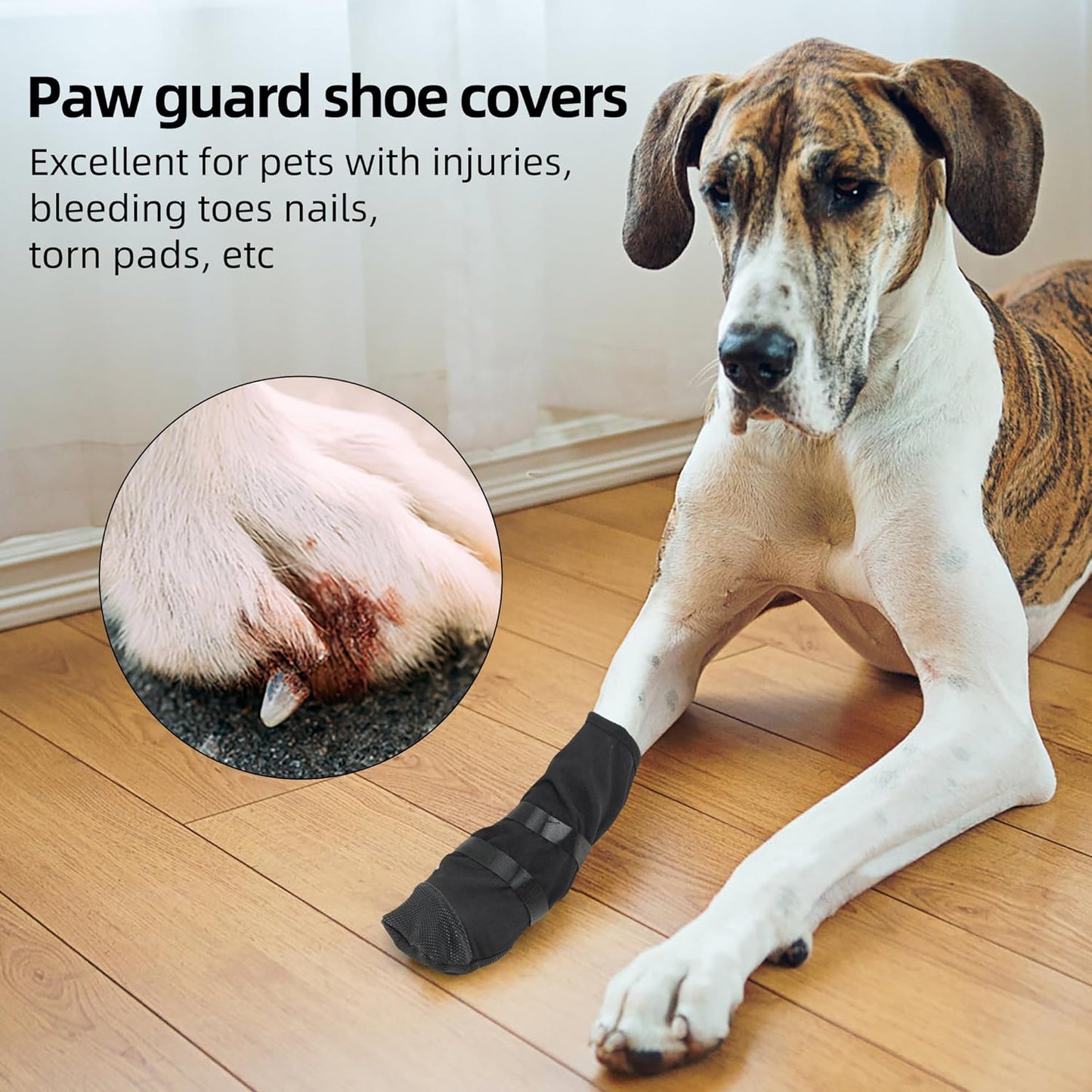ETIAL Dog Paw Wound Recovery Boot, Breathable Dog Bootie for Injured Paw, Anti-Slip Dog Shoe with Self-Adhesive Strap, Dog Paw Protector for Outdoor Walking & Keep Dogs from Licking Wounds (XL)