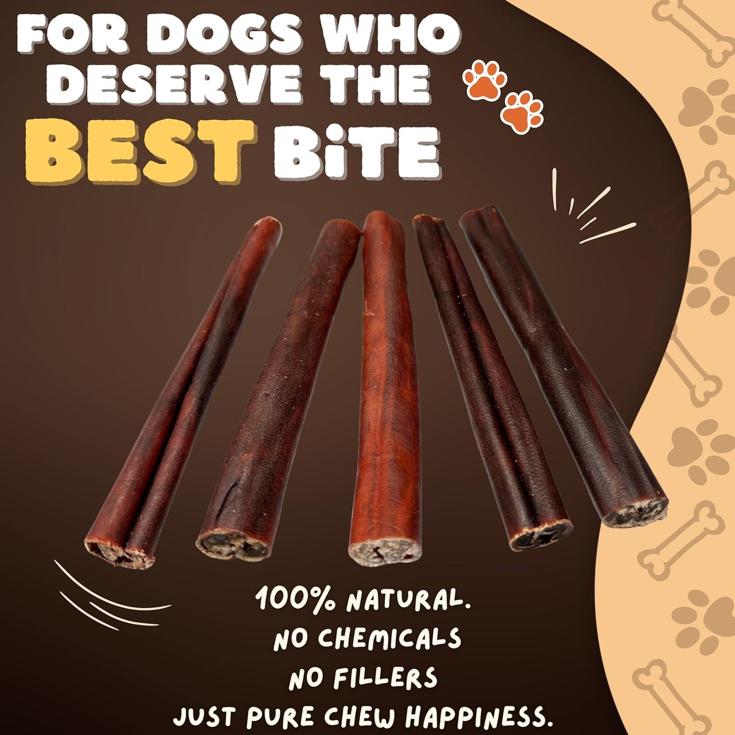 Woofley's 6 Inch Collagen Sticks for Dogs (16 Count) Bully Stick Rawhide Alternative Dog Chews No Hide Bones for Medium & Large Dogs