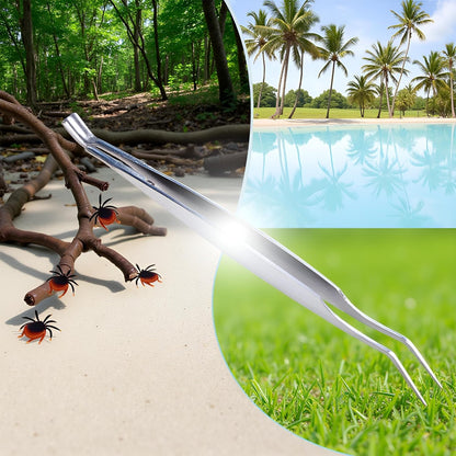 2 Pcs Stainless Steel Tick Tweezers Dual Tipped Tick Remover Tool First Aid Tweezers Tick Killer Tweezer for Human Dogs Cats Tick Remover Tools