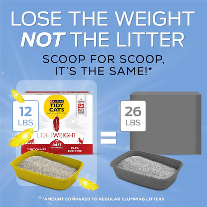 Purina Tidy Cats Lightweight, Low Dust, Clumping Cat Litter Odor Control 24/7 Performance Multi Cat Litter - 12 lb. Box