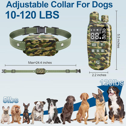 Shock Collar for Dogs, 2 Dogs Training Collar, 4500 FT Waterproof Bark Collar, Rechargeable Electric Collar with Recording & Calling & Vibration & Shock for All Breeds (Camo)