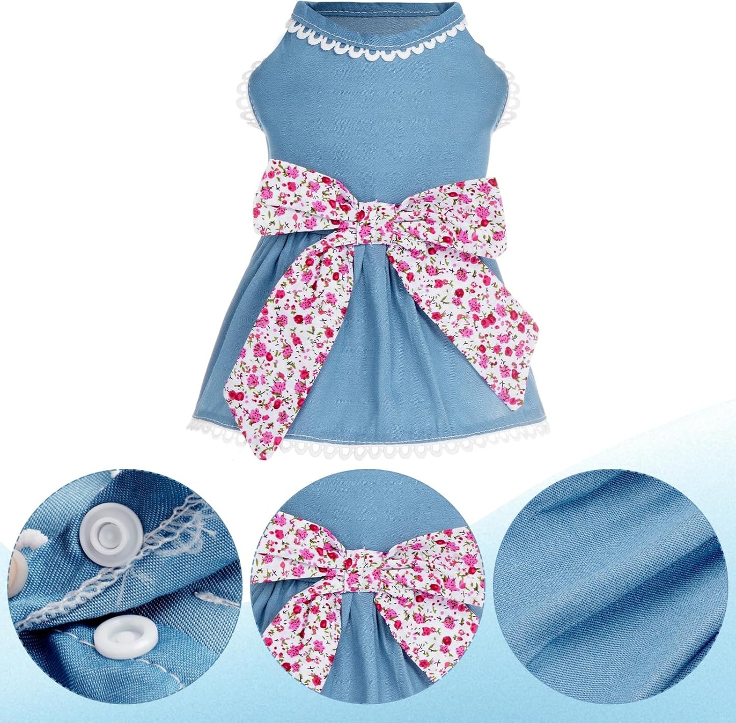 Small Dog cat Thin Denim Blue Dress