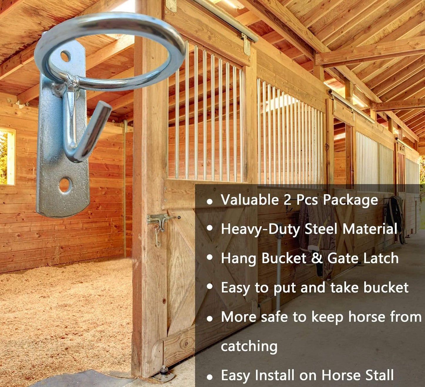Horse Feed Bucket Hook,Water Bucket Holder Hanger for Horse Stall/Stable Supplies (2 Pack)
