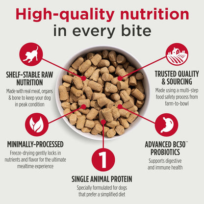 Nulo Freeze-Dried Raw Lamb Recipe with Raspberries Complete and Balanced Dry Dog Food Kibble, 18 Ounce Bag