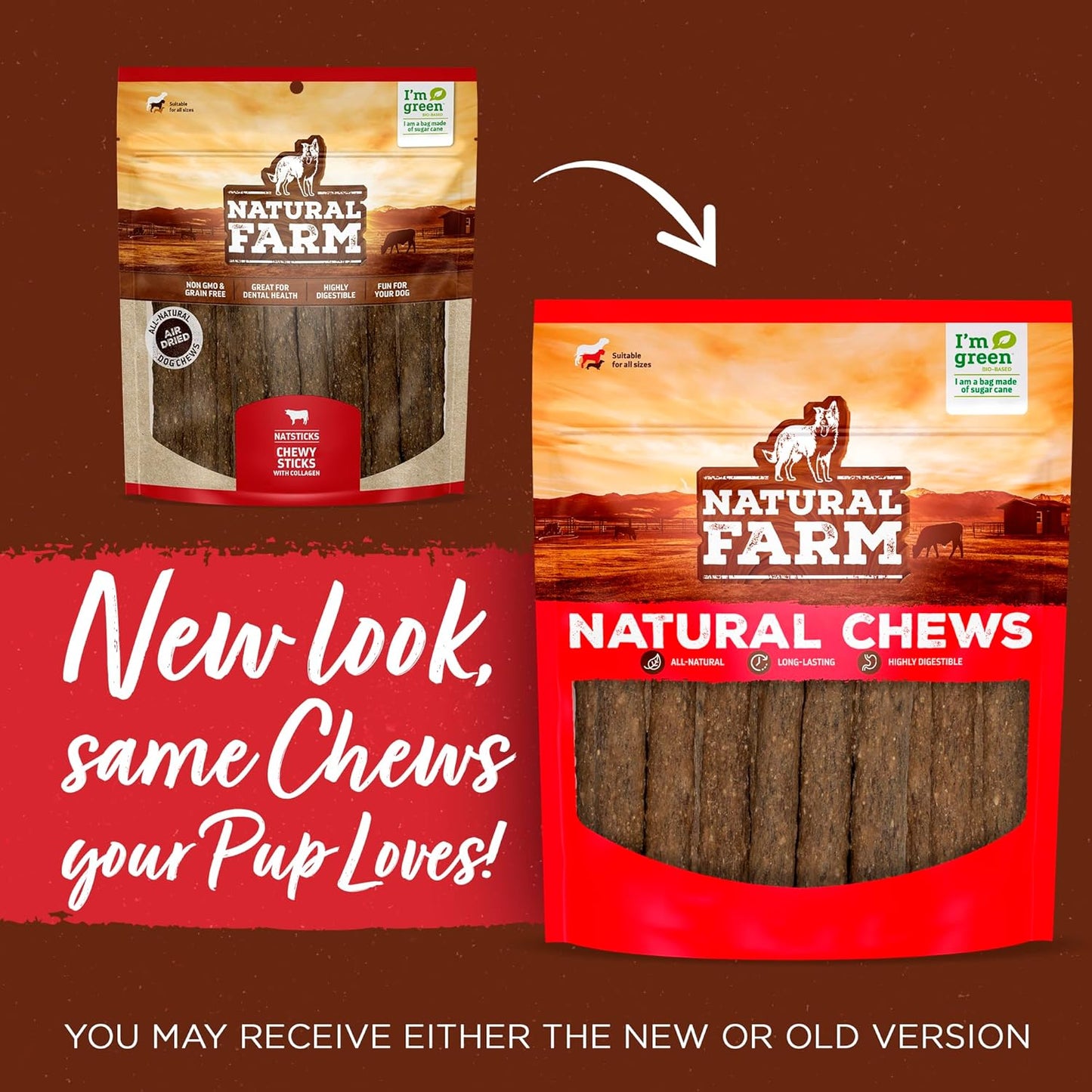 Natural Farm Quick Chicken Chewy Sticks (32-Pack), Low Calorie, Delicious Crunchy Dog Treats with Collagen, High Protein, Great for Small & Medium Dogs