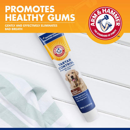 Arm & Hammer for Pets Tartar Control Enzymatic Toothpaste for Dogs Reduces Plaque & Tartar Buildup Safe for Puppies Beef Flavor, 2.5 Ounces Dog Toothpaste (Pack of 72)