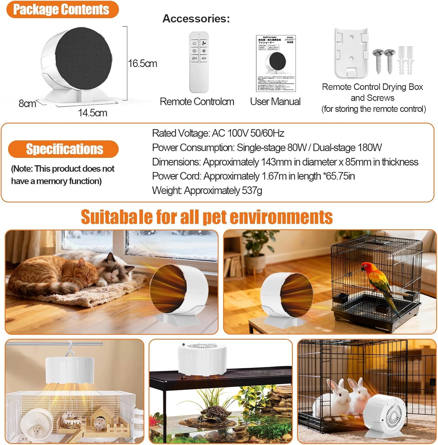 200W Reptile Heat Mats Space Heater, Adjustable Temperature Reptile Heating Heaters, Non-Light Heating Solution with Expanded Heating Range for Hermit Crabs/Leopard Geckos/Turtles/Snakes/Frog/Iguana