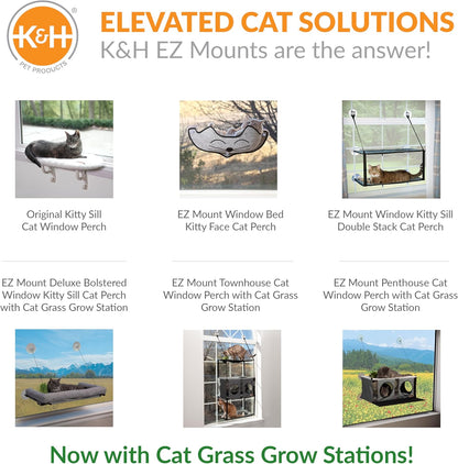 K&H Pet Products Kitty Sill Cat Window Perch for Large Cats, Orthopedic Window Hammock Bed Holds 40LBS, Washable Cover, Kitty Windowsill Bed Seat for Indoors - Cream Fleece, Unheated, 14 X 24in