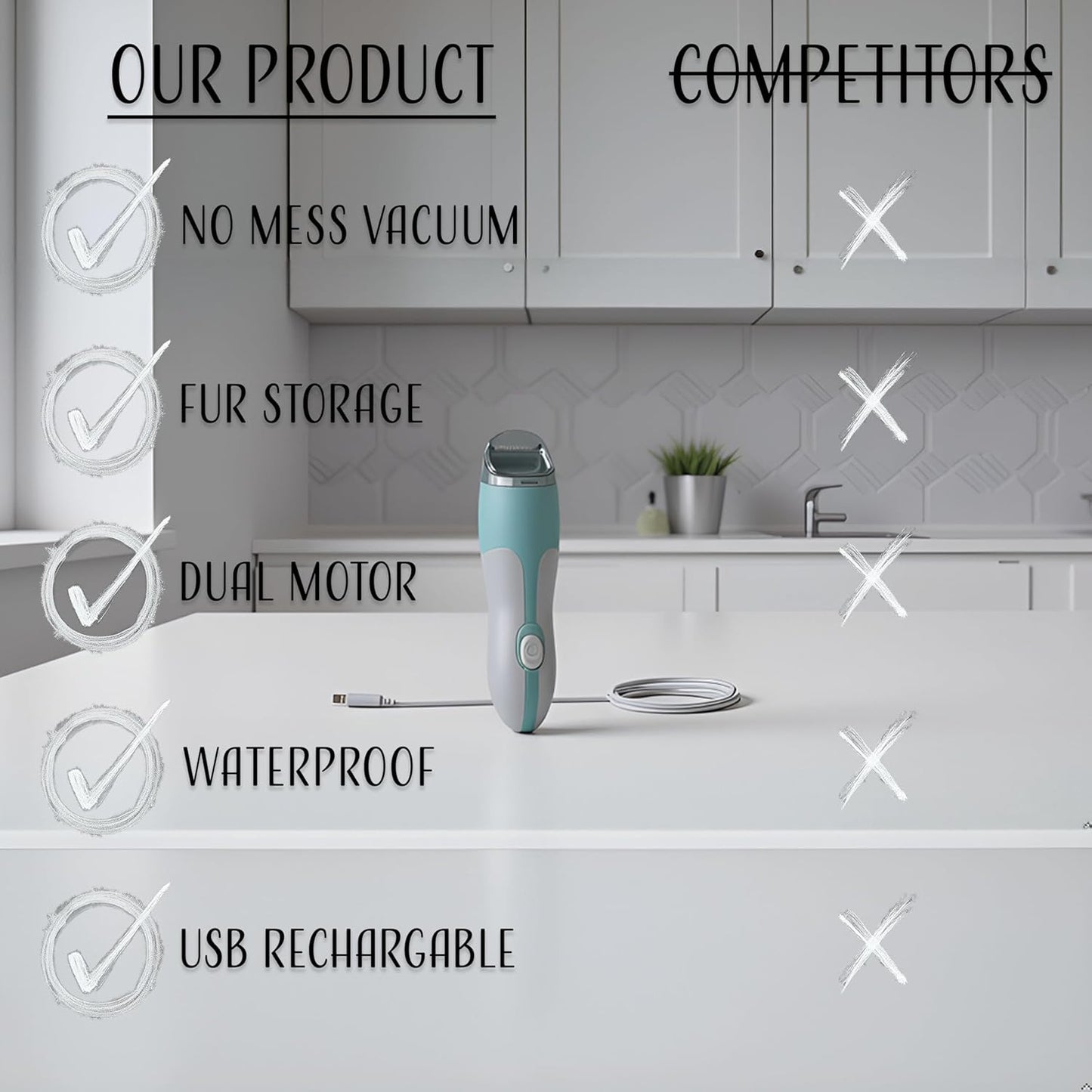 2 in 1 Cat Butt Trimmer & Vacuum, Low Noise Vacuum Suction, 2-Speed Quiet Pet Groomer, USB Rechargeable