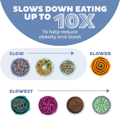 Outward Hound Large Slow Feeder Bowl, Puzzle Maze for Fast Eaters, Medium to Large Dogs, Helps Prevent Bloat & Aid Digestion, Holds 4 Cups Wet or Dry Food, Non-Slip, Made Without BPA, Blue