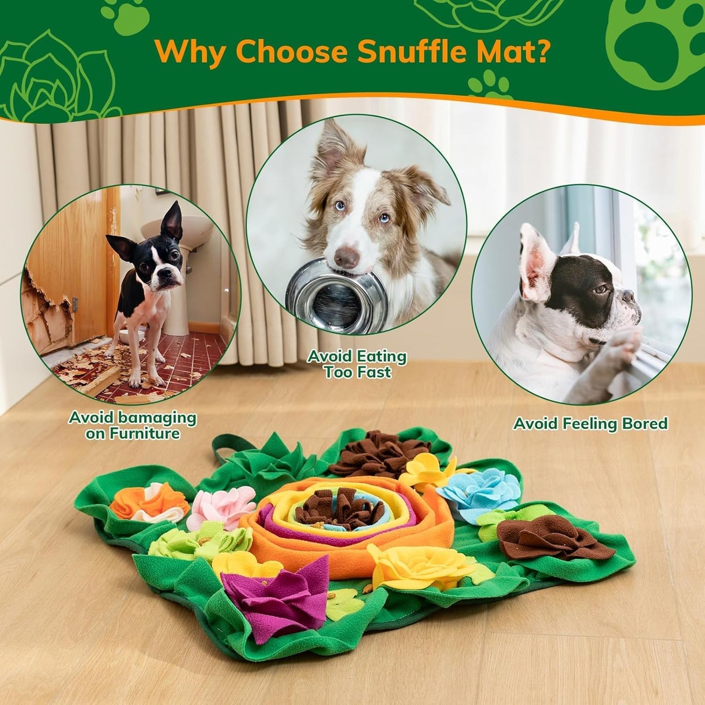 PUHOHUN Snuffle Mat for Dogs -Interactive Dog Toys to Keep Them Busy | Puppy Puzzle Slow Feeder Treat| Dog Lick Mat Enhancement