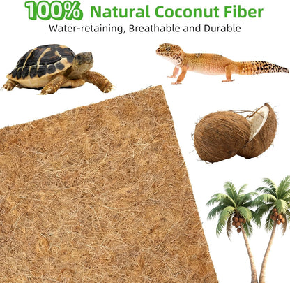 6-Pack Natural Coconut Fiber Reptile Carpet, 12x12 Inch Eco-Friendly Terrarium Liner & Bedding for Lizard, Snake, Turtle, Tortoise, Bunny Habitat