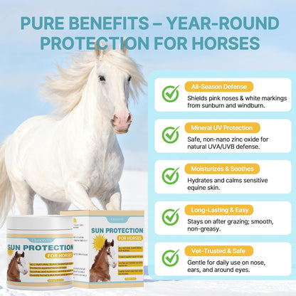 Horse Sunscreen for Nose & Sensitive Pink Skin – Natural Sunscreen for Horses with Non-Nano Zinc Oxide – Protects Against Sunburn, Windburn & Dryness – Safe, Long-Lasting Sunblock for All Seasons,8 oz