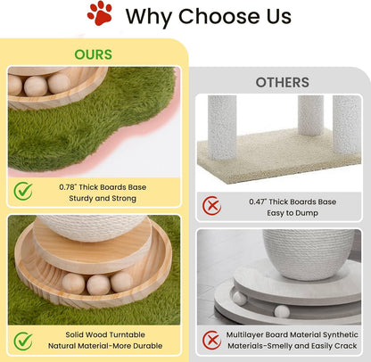 Cat Scratching Post,Mushroom Cat Scratcher with Sisal Scratching Poles with Interactive Toy Ball,Indoor Cat Toy