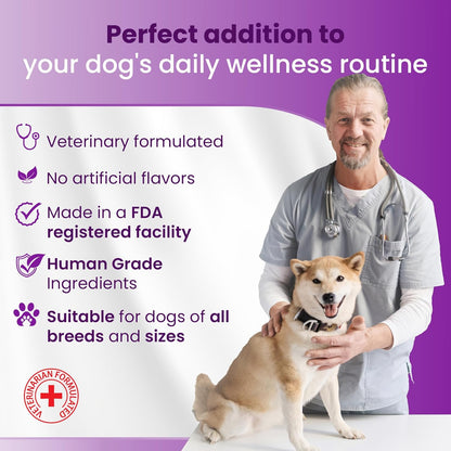 Bio PetActive Dog Zinc and Biotin Supplement Enriched with Omega 3 & Fish Oil | Support Healthy Skin, Coat, Hair and Nail | 500mg Soft Chews Vitamins & Mineral Complex | 75 Tablets