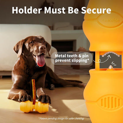 Chewise Bully Stick Holder, Improved Bully Sticks Holder, Ultimate Secure Heavy Duty, BPA-Free Safety Device to Prevent Choking, Fits Various Bully Sticks and Dog Sizes