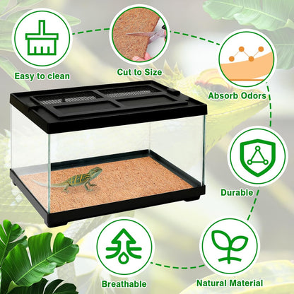 Halatool 12″×30″ Reptile Carpet for 20 Gallon Reptile Tank, 2 Pack Coconut Fiber Mat Thick Terrarium Bedding Cage Liner Tortoise Habitat Accessories for Turtles Lizard Bearded Dragon Leopard Gecko