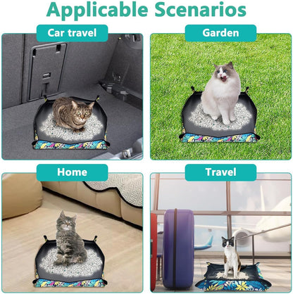 BNOSDM Raised Cat Slow Feeder Bowl and Travel Litter Box for Car, Hotels, Outings, Temporary Stays