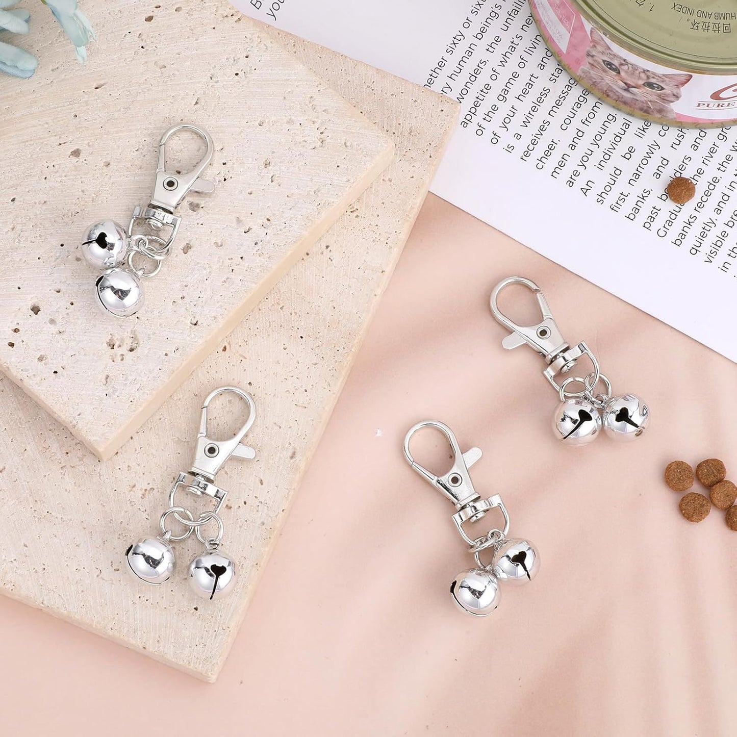 4 Pcs Mini Dog Collar Bells, Cat Bell, Silver Pet Pendant Accessories for Training, Loud Charms for Dogs and Cats