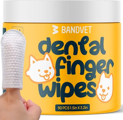 90 Dog Teeth Cleaning Wipes, No-Rinse Cat Toothbrush, Effective Dog Breath Freshener - Essential for Pet Supplies (1.5 in x 3.15 in)