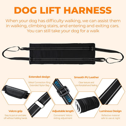 Dog Lift Harness, Adjustable Comfortable Dog Sling with Handle for Large Dog Knee Brace for Torn ACL Hind Leg, Weak Rear Legs, Helps Senior, Injured, Disabled,S