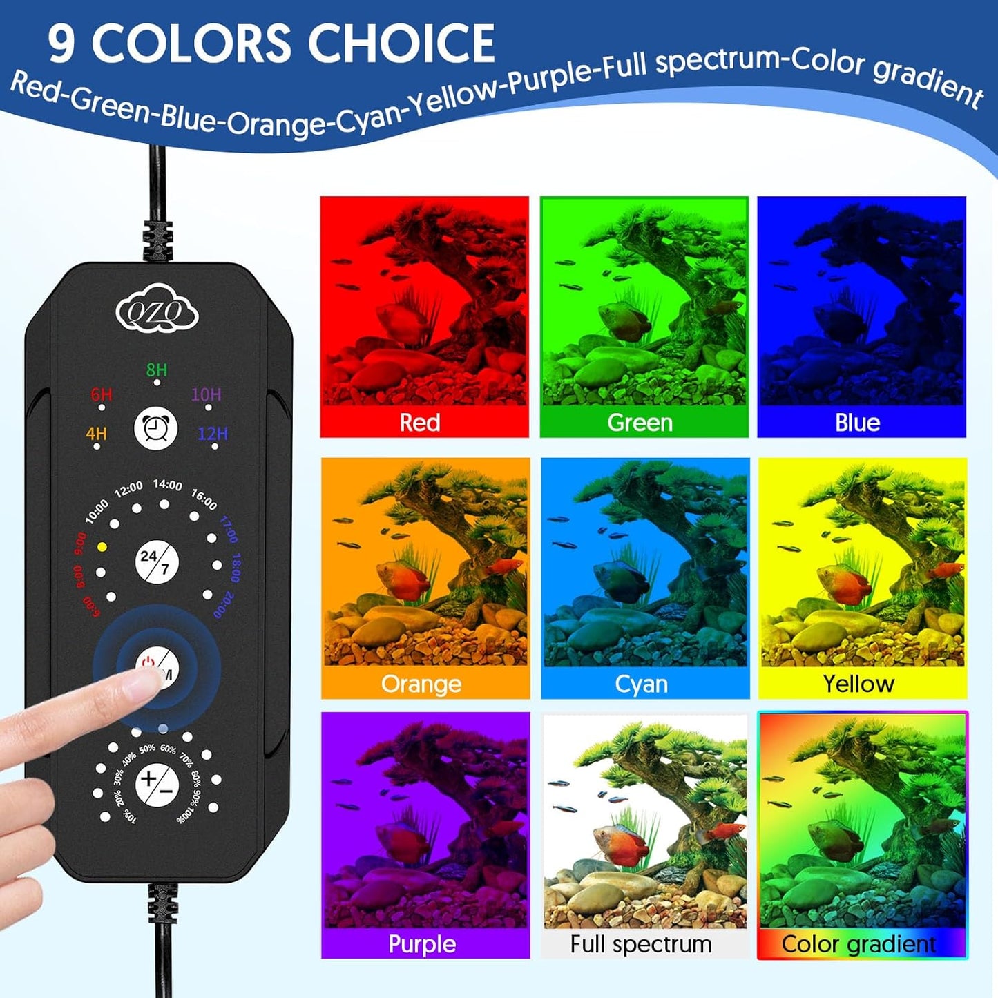 QZQ LED Aquarium Light, 30W Fish Tank Light with 24/7 Lighting Mode, Timer, DIY Mode, Adjustable Brightness, Full Spectrum Aquarium Plant Light with Extendable Brackets for 24-29 Inch Fish Tank