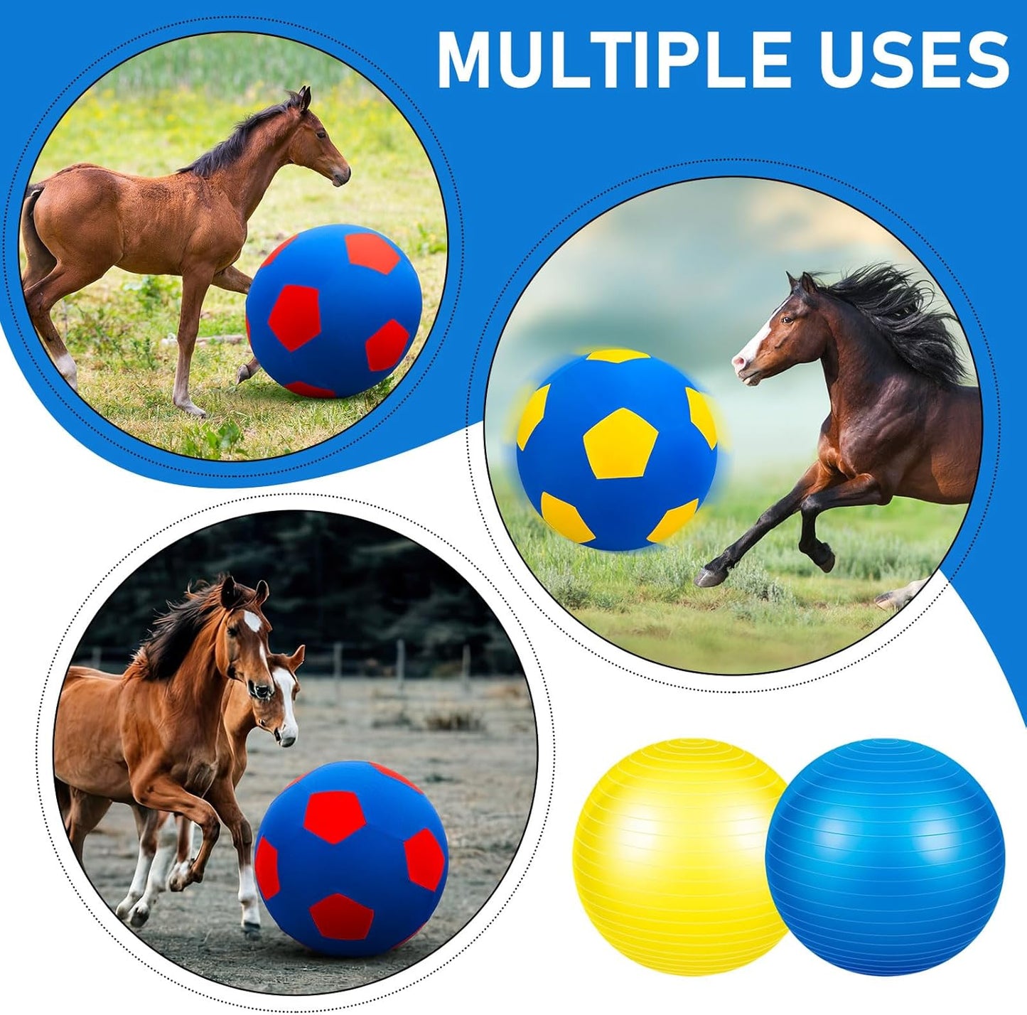 2 Set Giant 40" Herding Ball with Cover Anti Burst, Waterproof Durable Large Horse Toy, Please Watch VCR for How to Inflation Horse Toys for Equine Pasture Stall Outdoor, Pump Included