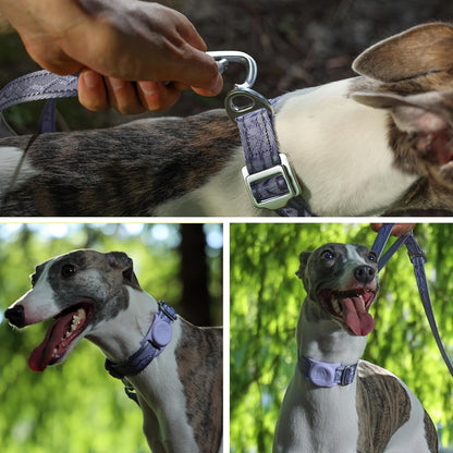 AirTag Dog Collar, Reflective Nylon, Metal Buckle, IP68, Dog Collar with AirTag Holder, Heavy Duty Dog Collars for Large Medium Small Dogs (Lavender Purple, S：Width 3/4",Neck 9.8"-15.4")