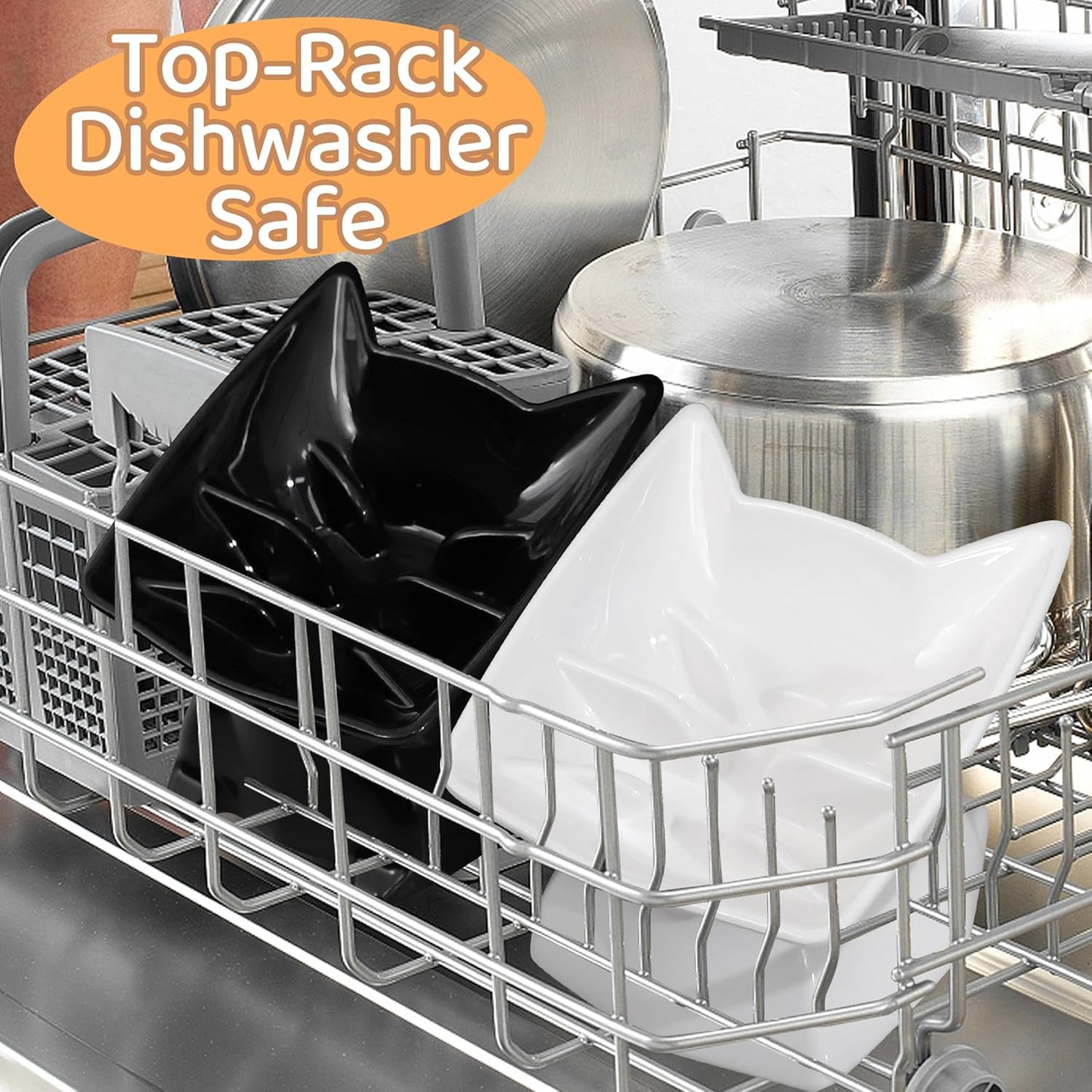 Small Elevated Slow Feeder Cat Bowl,Cute Tilted Detachable Cat Slow Feeder Food Bowls,Anti Vomiting Raised Pet Bowl for Dry and Wet Food,Whisker Friendly,Suitable for Cats & Small Dogs,White