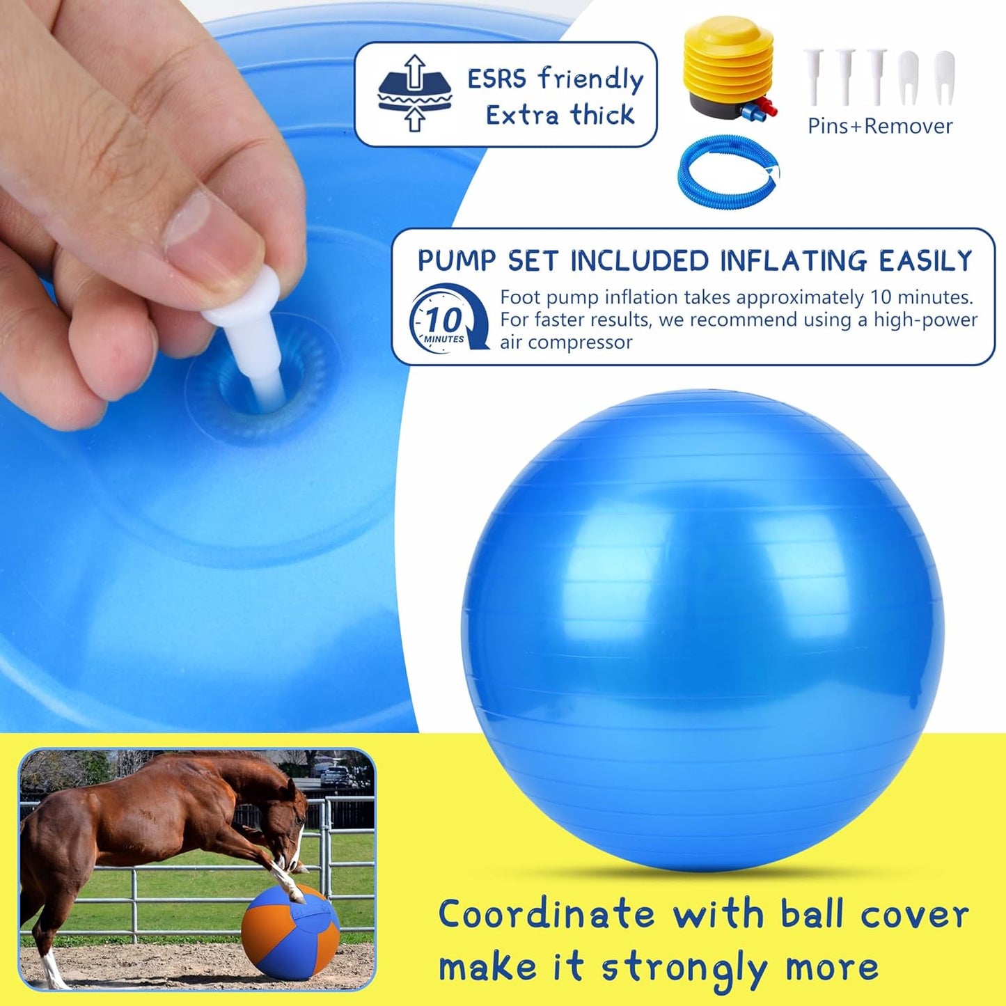 Herding Ball for Dogs - 18" Dog Herding Ball, Agility Equipment, Herding Ball for Australian/German Shepherd Collie, Toys for Christmas/Birthday Gifts (Yellow&Blue, Medium - 18")