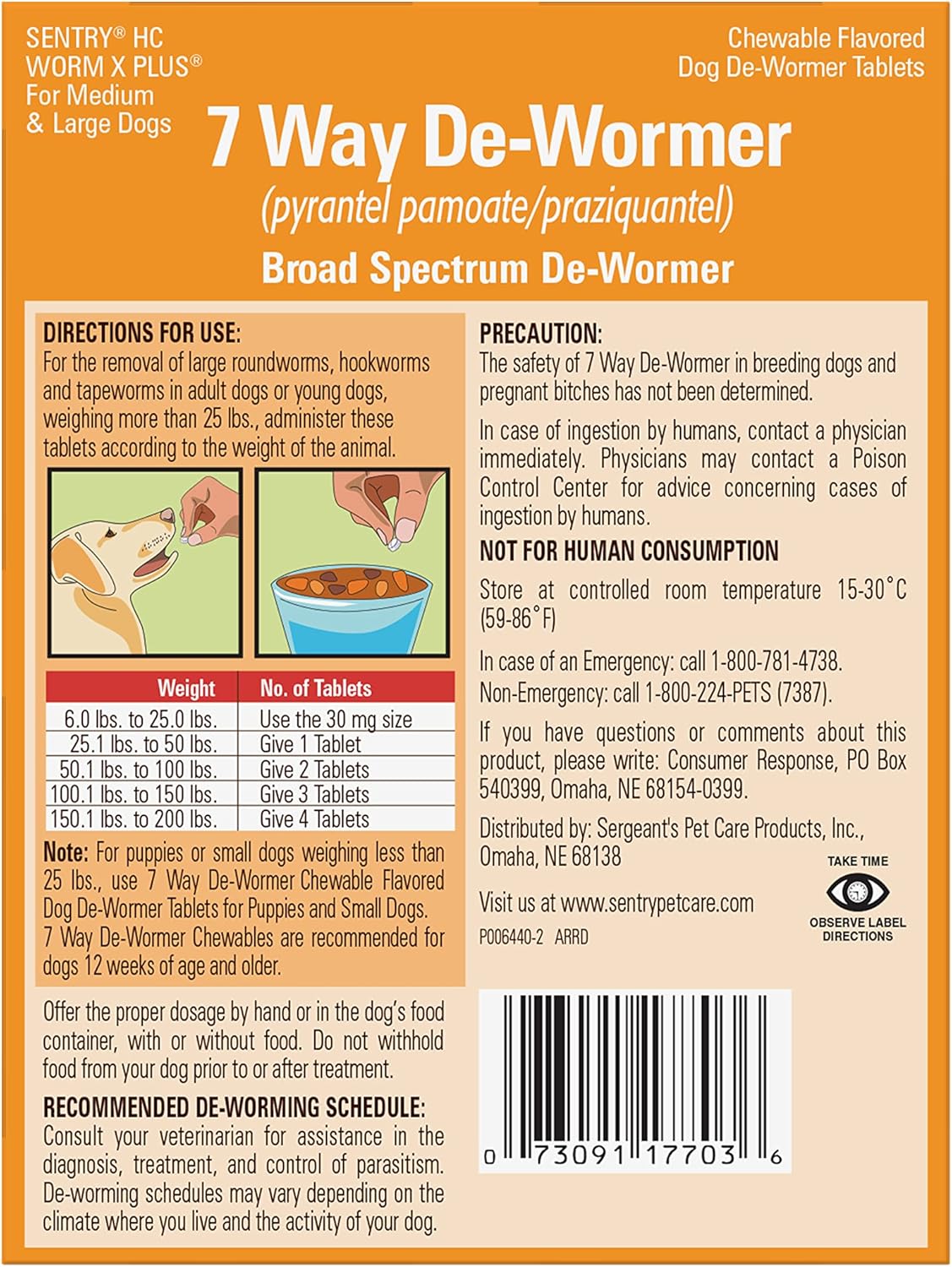 7 Way De-Wormer Chewables for Dogs - Tablets for Medium & Large Dogs (Over 25 lbs) (pyrantel pamoate/praziquantel), 2 Count