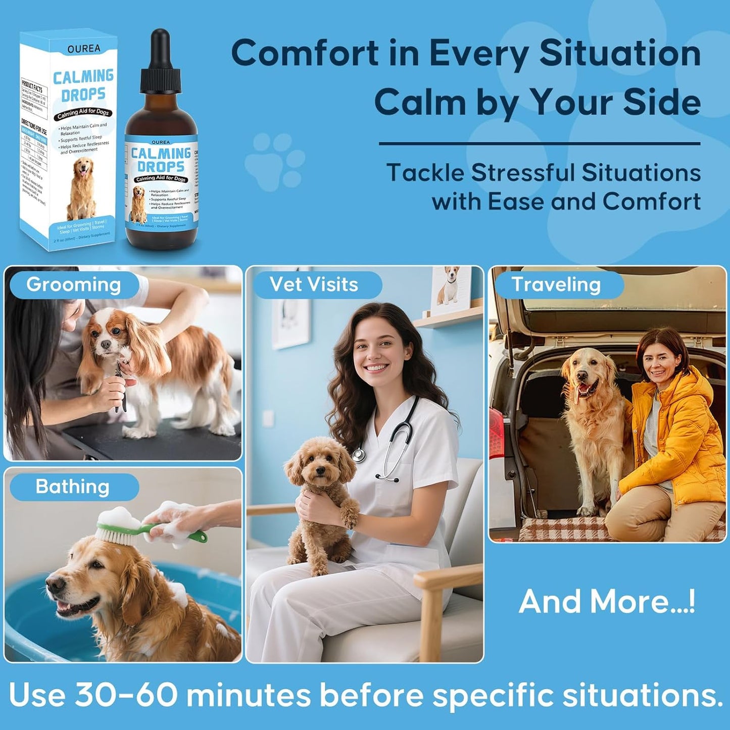 Calming Drops for Dogs with Melatonin – Helps Support Relaxation During Nail Trimming, Grooming, Travel, Vet Visits, Thunder & Fireworks – Natural Soothing Liquid Supplement