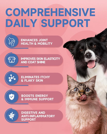 Dog Mushroom Drops + Dog Collagen Drops | Organic Mushroom Supplement & Liquid Collagen for Cats | Supports Joint, Immune, Skin & Coat Health | Roast Chicken Flavor | for All Ages